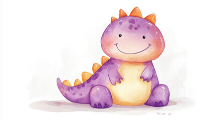 Poster - Cute Purple Dinosaur.