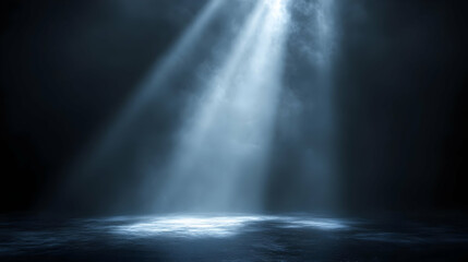 Canvas Print - A serene beam of light illuminating a dark space, creating a mystical atmosphere.