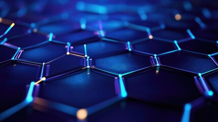 Poster - Digital illustration of hexagonal data nodes interconnected, symbolizing digital networks and data flow