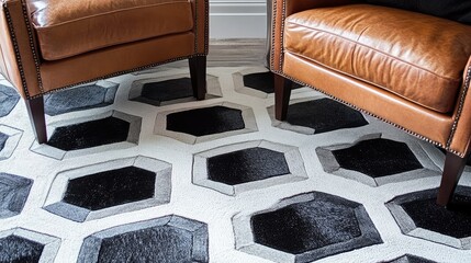 Poster - Hexagonal patterns on a modern rug, adding a contemporary touch to home decor with a geometric twist