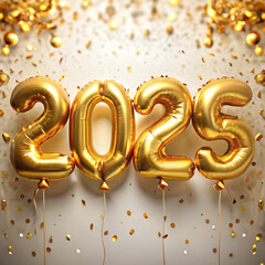 2025 in gold text isolated, new year concept