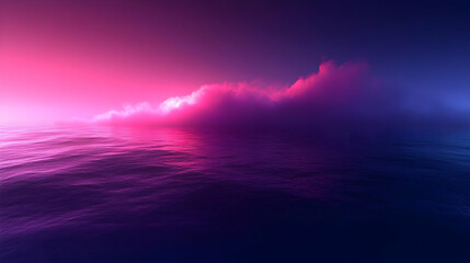 Sticker - A serene ocean scene at dusk with pink and purple clouds reflecting on calm waters.