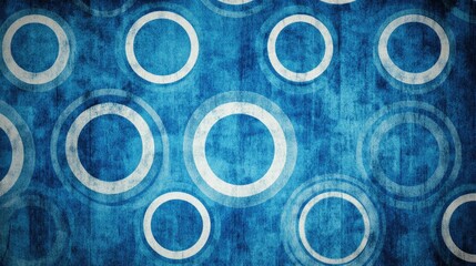 Wall Mural - Blue textured background with white circular patterns.