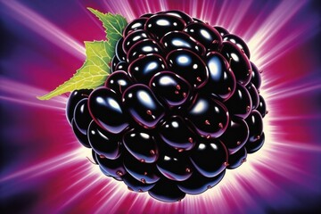 Wall Mural - Airbrush art of a blackberry chandelier produce fruit.