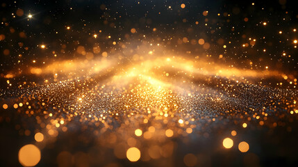 Wall Mural - A shimmering background of golden particles creating a magical, ethereal atmosphere.