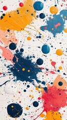 Wall Mural - Abstract splatter pattern with vibrant paint drops on a white background