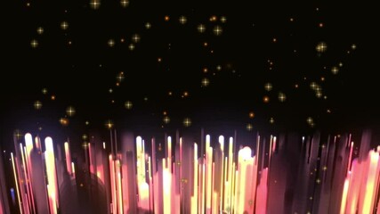 Poster - animation of yellow stars and shapes over black background