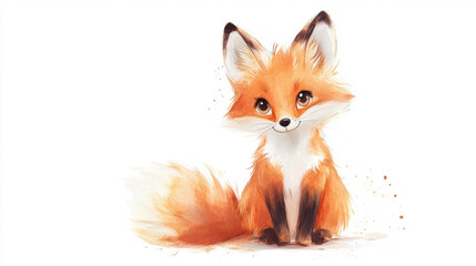 Sticker - Cute Watercolor Fox.