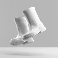 Canvas Print - Blank wite boots mockup appliance clothing footwear.