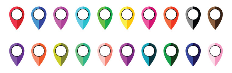 Wall Mural - Set of colorful Map pin icons.