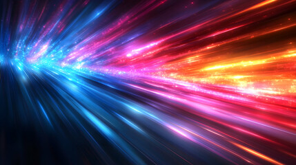 Wall Mural - A vibrant burst of colorful light beams creating a dynamic, energetic visual effect.