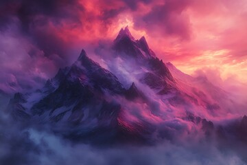 Wall Mural - sunrise in the mountains