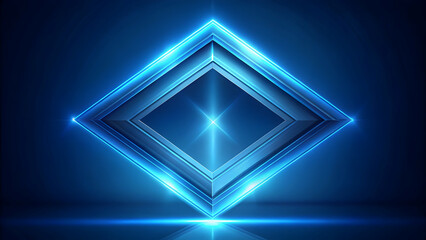 Wall Mural - Abstract geometric design featuring a vibrant blue diamond.Tech-inspired logo with a 3D blue rhombus and reflective surface.