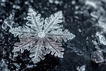 Sticker - silver snowflake on black background