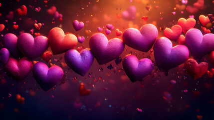 Sticker - A vibrant display of floating hearts in various shades, symbolizing love and affection.