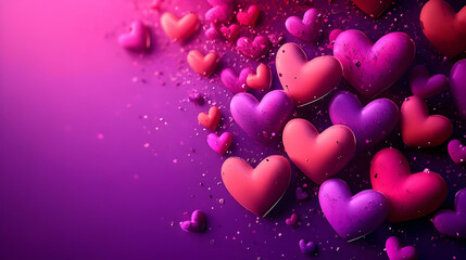 Poster - A vibrant display of hearts in shades of pink and purple, creating a romantic atmosphere.