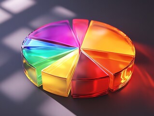 Poster - A colorful glass pie chart on a dark background, illuminated by a beam of light.