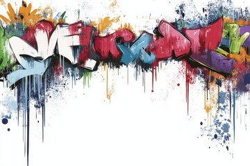 Abstract Graffiti Background with Dripping Paint