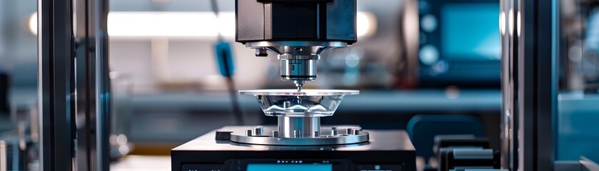 Poster - Close-up of a precision instrument used in advanced manufacturing for measurement and analysis in a laboratory environment.