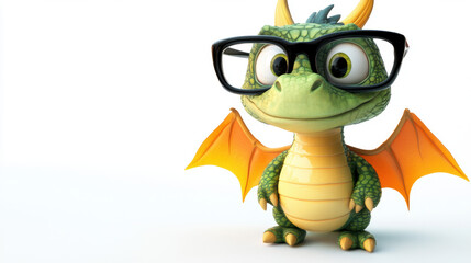 Canvas Print - Cute Dragon With Glasses.