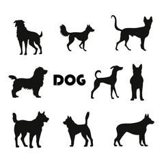 Wall Mural - Dog Black and white silhouette vector