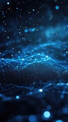 Poster - A mesmerizing abstract background featuring glowing blue lines and particles, perfect for technology and digital themes.