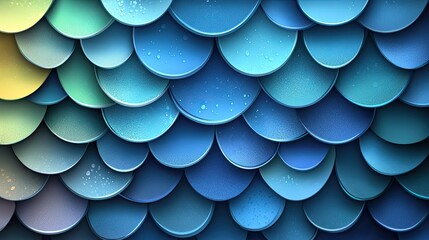 Wall Mural - Stylized fish scale pattern with gradient colors from blue to green