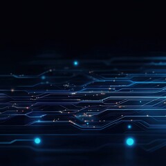 Poster - Abstract digital background with glowing lines and nodes representing technology and innovation in a futuristic setting.