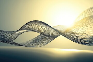Poster - An ethereal wave of light and wire blends together, creating a stunning visual effect of movement and tranquility against a soft backdrop.