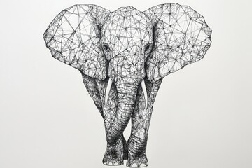 Poster - Stylized geometric illustration of an elephant showcasing intricate line art and modern design elements.