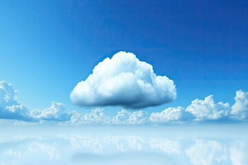 A beautiful, fluffy cloud floats gracefully in a clear blue sky, reflecting tranquility and serenity in nature.