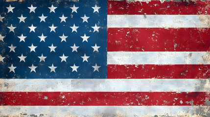 A weathered American flag with stars and stripes, symbolizing patriotism and national identity.