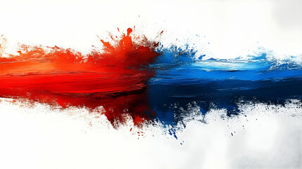 Wall Mural - Abstract artwork featuring dynamic red and blue splashes blending together.