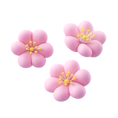 Wall Mural - falling pink flowers 3d render icon isolated on transparent background cutout