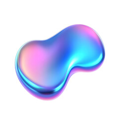 abstract freeform shapes fluid holographic Iridescent 3d render icon isolated on transparent background cutout