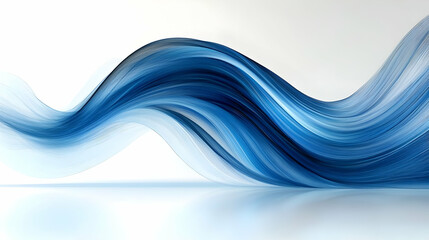 Sticker - Abstract blue wave design with smooth flowing lines on a light background.