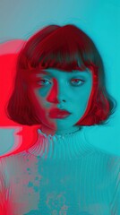 Poster - Anaglyph girl photography portrait adult.