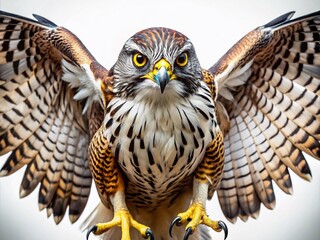 majestic bird of prey with sharp talons and piercing gaze, wings spread wide, rendered in bold lines