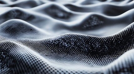 Abstract waving fabric texture in black and gray tones, creating a dynamic and fluid visual effect for various creative projects.