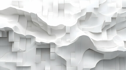 Wall Mural - Abstract white textured surface with layered geometric patterns and shadows.