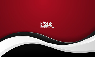 Wall Mural - Iraq independence day background design with wavy white shape in 3d style on black and red background