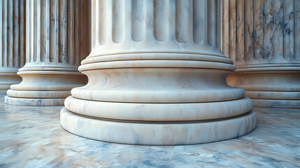 Wall Mural - Close-up view of classical marble columns with intricate details and polished surfaces.