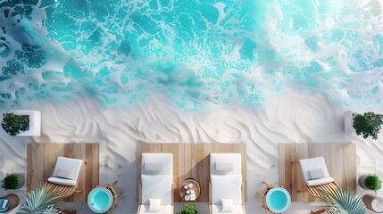 Wall Mural - Manicure parlour setup on an ocean backdrop top view