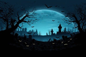 Wall Mural - Halloween silhouette outdoors night.