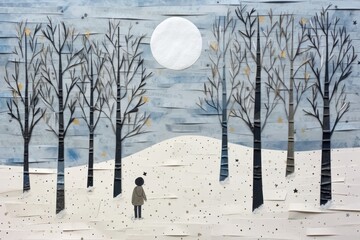 Wall Mural - Winter outdoors painting art.