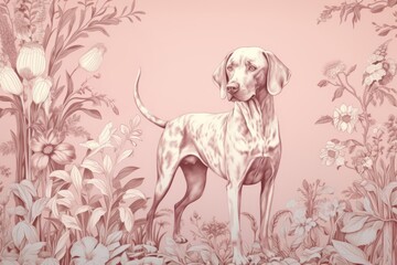 Canvas Print - Happy dog pointer drawing animal.