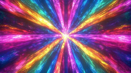 Wall Mural - Colorful light rays radiating from a central point in a vibrant, abstract design