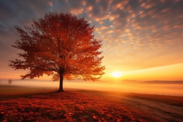 Canvas Print - Beautiful sunrise autumn landscape outdoors.