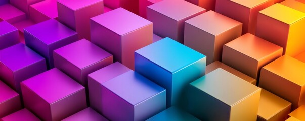 Colorful abstract 3d cubes background in gradient