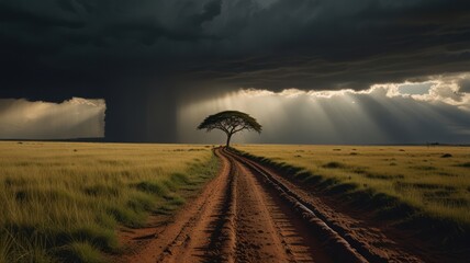 Poster - Single Tree in a Dramatic Landscape